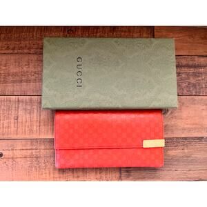 GUCCI Orange Microguccissima Leather Continental Wallet With Box